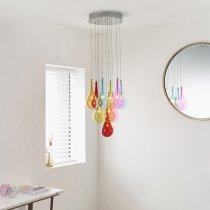 Niro 10 Lights Multi Coloured Ceiling Pendant Light In Chrome