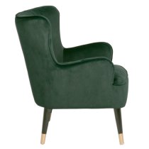 Juke Velvet Accent Chair With Black Wooden Legs In Green