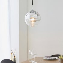 Paloma Clear Ribbed Glass Pendant Light In Polished Chrome