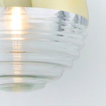 Paloma Clear Ribbed Glass Pendant Light In Polished Gold