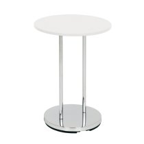 Watkins High Gloss Side Table White With Chrome Metal Base