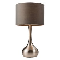 Piccadilly Grey Fabric Touch Table Lamp In Satin Nickel