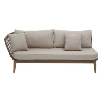 Okala Woven Lounge Chaise With Grey Fabric Cushion In Natural