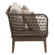 Okala Woven Lounge Chaise With Grey Fabric Cushion In Natural