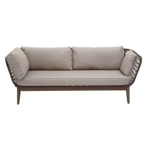 Okala Woven 3 Seater Sofa With Grey Fabric Cushion In Natural