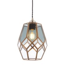 Ripley Glass Ceiling Pendant Light In Antique Brass