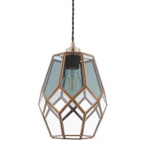 Ripley Glass Ceiling Pendant Light In Antique Brass