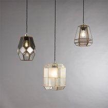 Ripley Glass Ceiling Pendant Light In Antique Brass