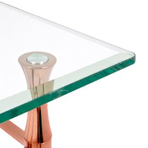 Cerrito Tall Clear Glass Side Table With Copper Metal Base