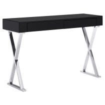 Mayline Glass Top High Gloss Console Table In Black