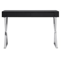 Mayline Glass Top High Gloss Console Table In Black