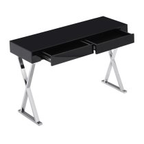 Mayline Glass Top High Gloss Console Table In Black