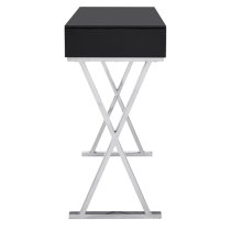 Mayline Glass Top High Gloss Console Table In Black