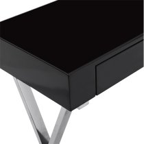 Mayline Glass Top High Gloss Console Table In Black