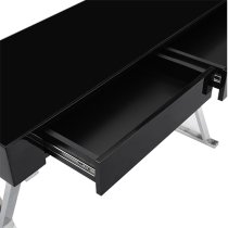 Mayline Glass Top High Gloss Console Table In Black