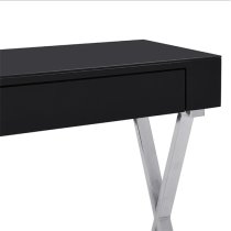 Mayline Glass Top High Gloss Console Table In Black