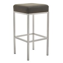 Baino Dark Grey Leather Bar Stools With Chrome Legs In A Pair