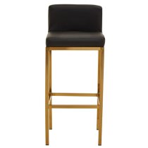 Baino Black PU Leather Bar Chairs With Gold Legs In A Pair