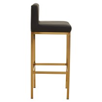 Baino Black PU Leather Bar Chairs With Gold Legs In A Pair