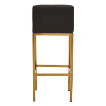 Baino Black PU Leather Bar Chairs With Gold Legs In A Pair