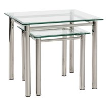 Buckeye Large Clear Glass Side Table With Chrome Legs