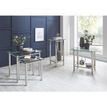 Buckeye Large Clear Glass Side Table With Chrome Legs