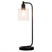 Toledo Clear Glass Shade Table Lamp In Matt Black