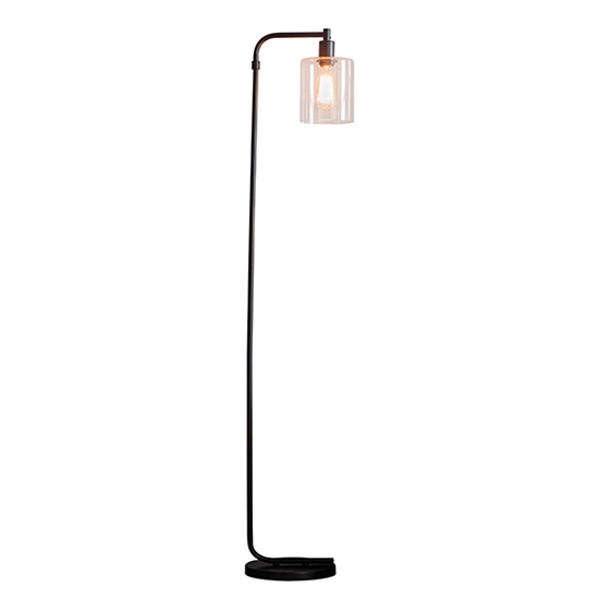 Toledo Clear Glass Shade Floor Lamp In Matt Black