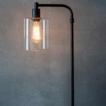 Toledo Clear Glass Shade Floor Lamp In Matt Black