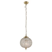 Tanaro Clear Glass Ceiling Pendant Light In Antique Brass