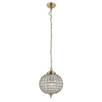 Tanaro Clear Glass Ceiling Pendant Light In Antique Brass