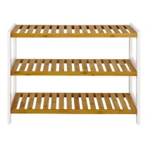 Cornville 3 Shelves Shoe Storage Rack In White And Natural