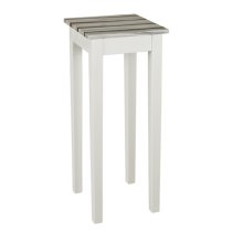 Eloy Tall Square Wooden Side Table In White And Maritimo Pine