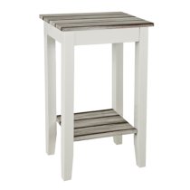 Eloy Wooden Side Table In White And Maritimo Pine