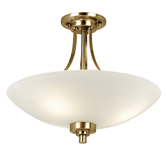 Welles 3 Lights White Glass Ceiling Light In Antique Brass