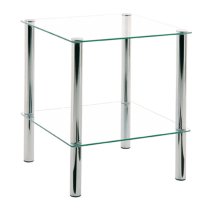 Ganado Square Clear Glass Side Table With Chrome Legs