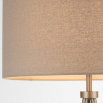 Tri Grey Linen Mix Fabric Shade Floor Lamp In Matt Nickel