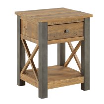 Nebura Wooden 1 Drawer Lamp Table In Reclaimed Wood