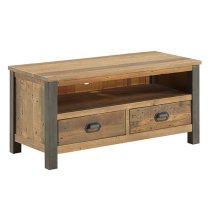 Nebura Wooden Widescreen 2 Drawers TV Stand In Reclaimed Wood