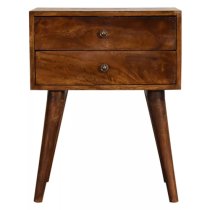 Neligh Wooden Bedside Cabinet In Chestnut With 2 Drawers