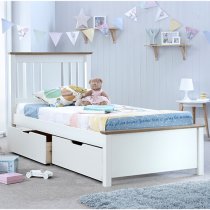 Chester Wooden Single Bed With 2 Drawers In White