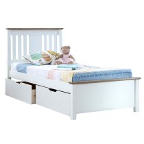 Chester Wooden Single Bed With 2 Drawers In White