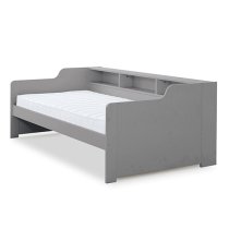 Tyler Wooden Single Guest Day Bed With Trundle In Grey