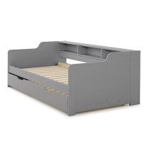 Tyler Wooden Single Guest Day Bed With Trundle In Grey