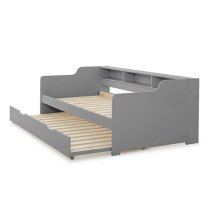 Tyler Wooden Single Guest Day Bed With Trundle In Grey