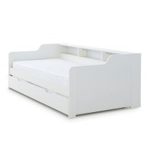 Tyler Wooden Single Guest Day Bed With Trundle In White