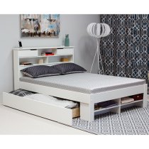 Fabio Wooden Double Bed With 2 Drawers In White