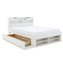 Fabio Wooden Double Bed With 2 Drawers In White