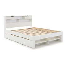 Fabio Wooden Double Bed With 2 Drawers In White