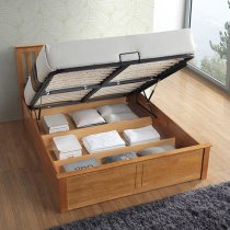 Malmo Wooden Ottoman Storage Double Bed In Oak